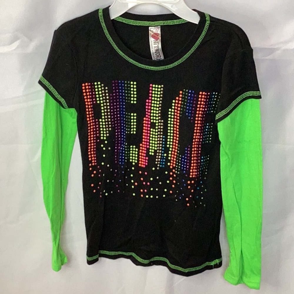 Kids Black and Green Peace Shirt